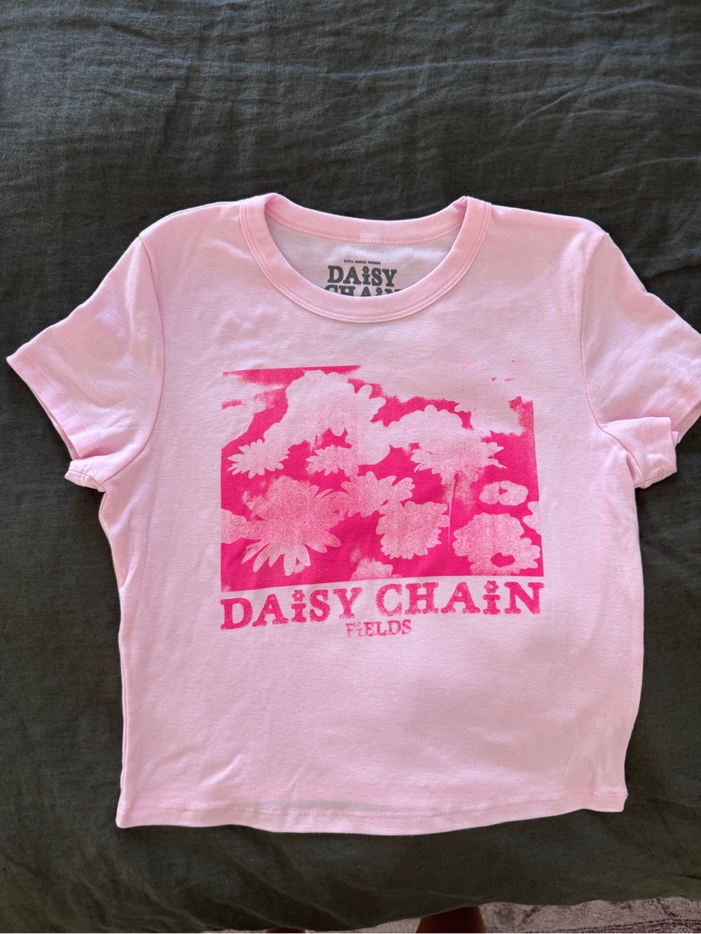 Brand New - Daisy Chain Fields Inverted Baby Tee - Pink - Size XL
